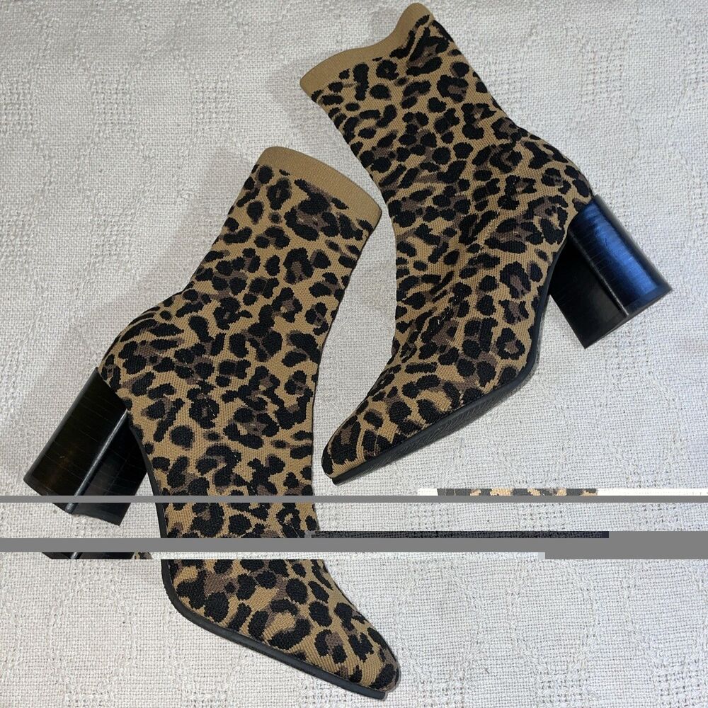 Blondo Women’s Heeled Booties Size 6.5 M Tan Leopard Print Fabric Going Out Fun